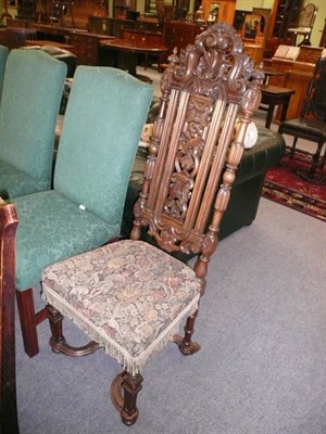 Lot 702 - Late 17th century style walnut side chair with carved back