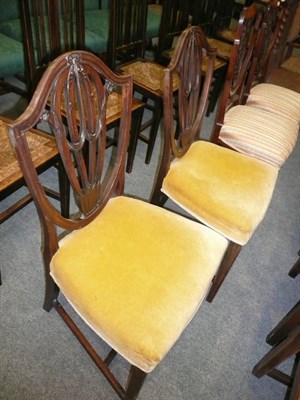 Lot 704 - Pair of George III style mahogany shield back dining chairs (2)