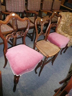 Lot 708 - Pair of rosewood side chairs and a simulated rosewood side chair