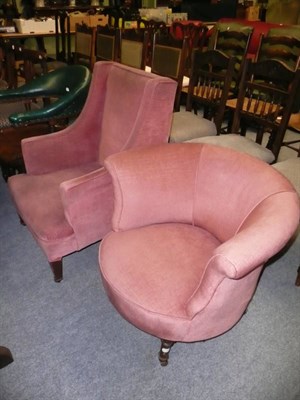 Lot 717 - Wing back chair and a tub chair