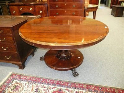 Lot 734 - A Victorian rosewood circular breakfast table, late 19th century, the moulded top raised on a...