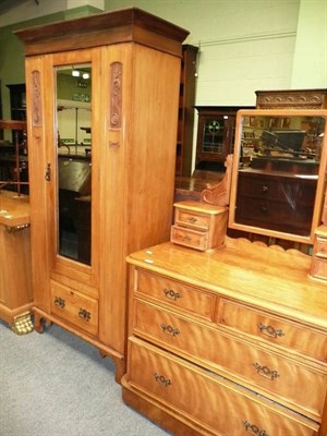 Lot 759 - Satin birch dressing table and wardrobe