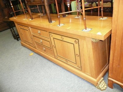 Lot 760 - Late 20th century light oak and gilded sideboard