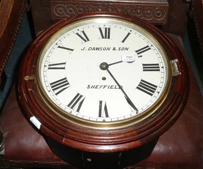 Lot 797 - 19th century mahogany wall clock with a painted dial, J Dawson and Son, Sheffield