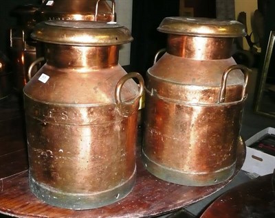 Lot 815 - Two copper milk churns, both named Nestles