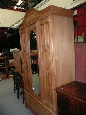 Lot 856 - Satin walnut mirrored wardrobe