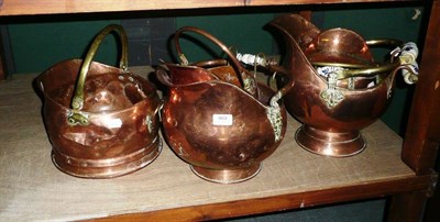 Lot 903 - Four copper coal buckets