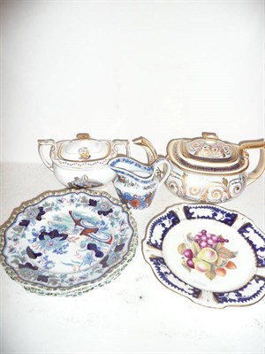 Lot 15 - Tray of 19th century decorative ceramics including a 478 Newhall teapot