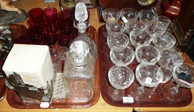 Lot 41 - Quantity of cut glass including two decanters, drinking glasses and Churchill goblet