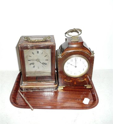 Lot 42 - Late 19th century inlaid mahogany mantel clock by W Mack, Richmond, North Yorkshire together...