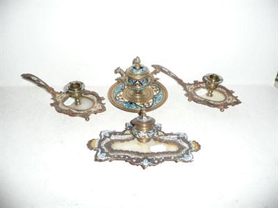 Lot 49 - Desk set and inkstand and 19th century inkstand