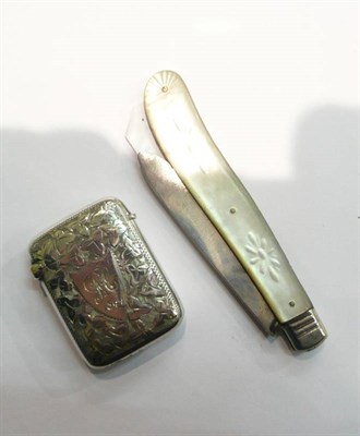 Lot 70 - Silver fruit knife and a silver vesta case