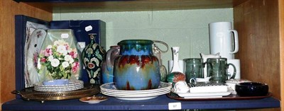 Lot 97 - A shelf of modern ceramics including Denby, Wedgwood, Aynsley, Coalport, Minton etc, a Royal...