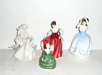 Lot 137 - Three Royal Doulton figures - "Sheila", "Fair Lady" and "Belle" and an Elegance figure (4)