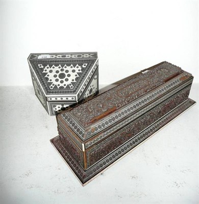 Lot 138 - Carved Indian box and a correspondence box