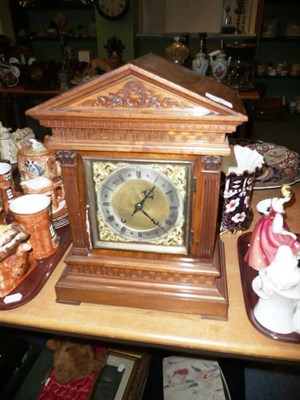 Lot 139 - Edwardian walnut-cased mantel clock, movement stamped 'W & H'