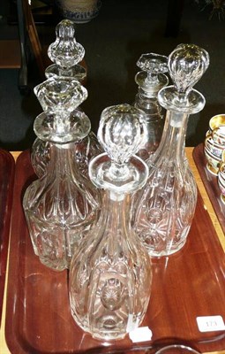 Lot 173 - Tray of 19th century glass decanters