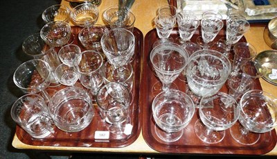 Lot 182 - Two trays of assorted glassware, rummers, etc