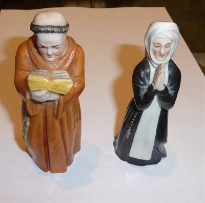 Lot 184 - Pair of Worcester candle snuffers - monk and nun