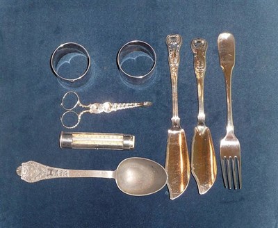 Lot 190 - Various cutlery, silver and two napkin rings