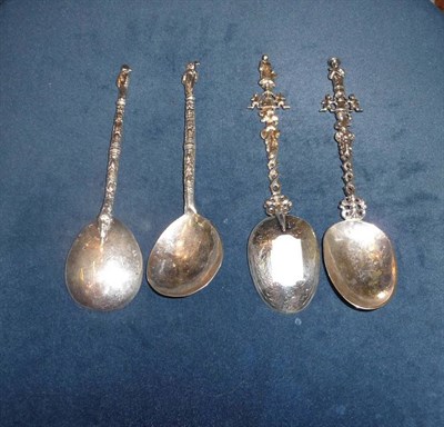 Lot 212 - Four 19th century silver forks, London 1818, William Chawner II, and four 18th century silver...