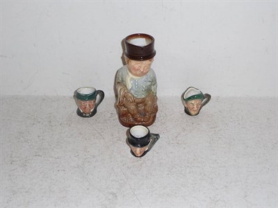 Lot 217 - Three Royal Doulton tiny character jugs "Mr Pickwick", "Auld Mac" and "Mr Macawber" and a Royal...