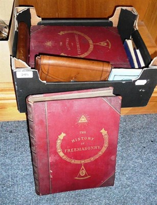 Lot 245 - Three volumes 'History of Freemasonry', two aprons and associated books