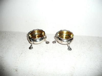 Lot 254 - A matched pair of 18th century silver salts, one London 1756, maker's marks rubbed, the other...