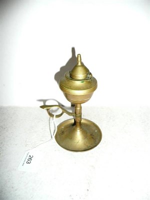 Lot 263 - 19th century brass lace lamp