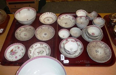 Lot 294 - 18th century Chinese famille rose pattern bowl and a quantity of Newhall tea bowls and saucers