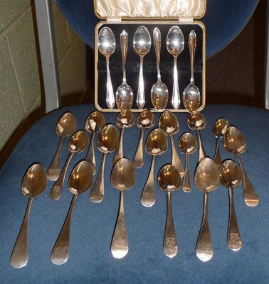 Lot 308 - Set of silver spoons, Sheffield 1935, a set of ten silver spoons, loose, London 1855, a set of...