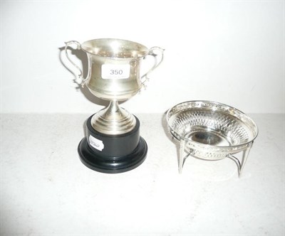 Lot 350 - A silver bowl stamped Asprey together with a silver pedestal trophy cup