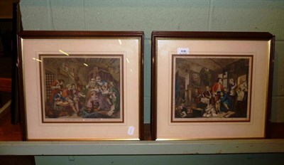 Lot 408 - Eight Hogarth prints, Rakes Progress and the Harlots Progress