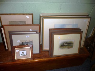 Lot 413 - After Thorburn, four framed colour prints of birds, three framed prints of landscapes, framed...