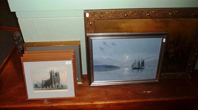 Lot 416 - Arthur King oil, gilt framed print, and ten other prints