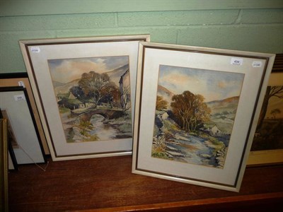 Lot 434 - Tom Sykes, "Littondale", "Kettlewell", pair of watercolours, signed in pencil