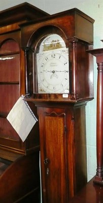 Lot 469 - Longcase clock in oak case with mahogany cross-banding, Joshua Nicholas, Daventry 1800