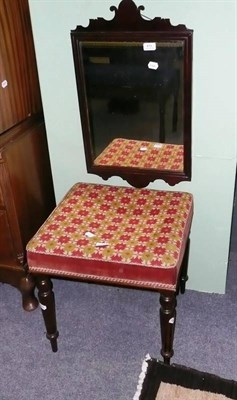 Lot 475 - 19th century mahogany framed mirror and a Victorian mahogany dressing stool