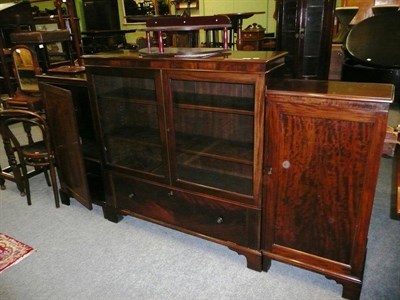 Lot 509 - Mahogany dwarf bookcase with glazed doors (in three sections)