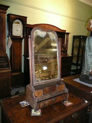 Lot 517 - Early 18th century walnut dressing table mirror (a.f.)