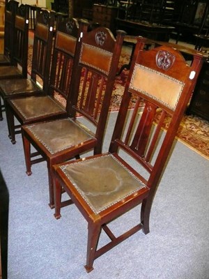 Lot 525 - Set of six mahogany Arts & Crafts high-back dining chairs