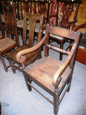 Lot 546 - Early 18th century joined chair and an early 19th century armchair