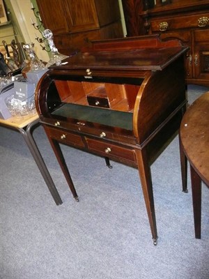 Lot 617 - Edwardian Sheraton revival tambour front desk