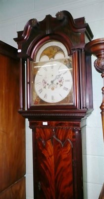 Lot 620 - George III mahogany longcase clock painted arched dial