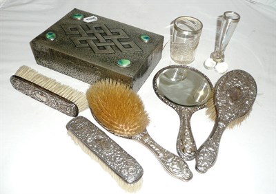 Lot 30 - Arts & Crafts-style box, silver dressing table pieces, etc