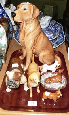 Lot 45 - Beswick fireside Labrador and five other Beswick dogs