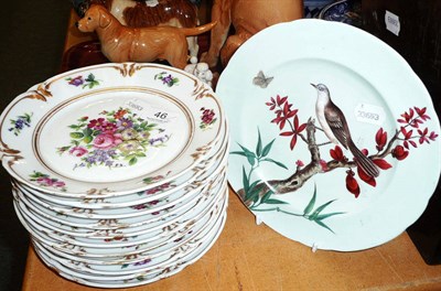 Lot 46 - Eleven French floral dessert plates and a Minton plate