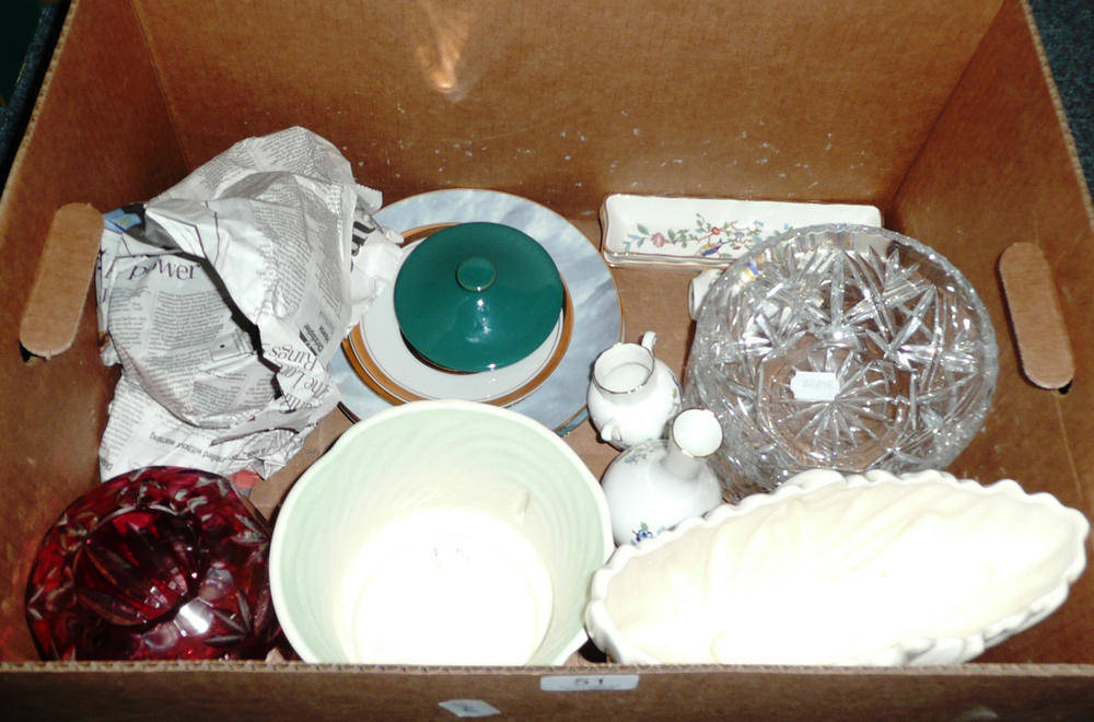 Lot 51 - A box of miscellaneous ceramics and glass