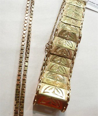 Lot 62 - A bracelet with clasp stamped ".375" and a necklace with clasp stamped ".375", 55g