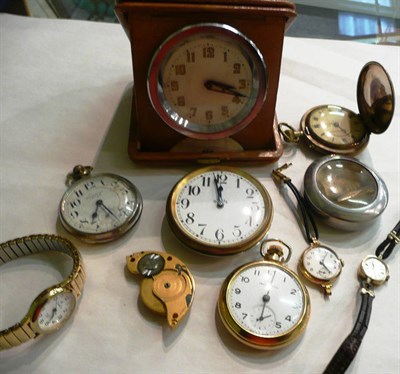 Lot 97 - Quantity of watches and clocks including gold wristwatches